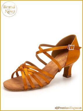 Satin Ballroom Dance Shoes 2.2" Flared Heel Suede Sole Latin Salsa Practice